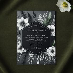 Invitation Mariage Opulent Fleur de Charbon