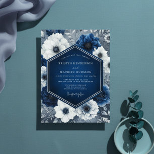 Invitation Mariage Opulent Fleur Indigo