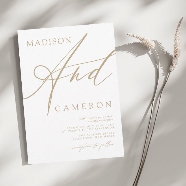Invitation Mariage Or Calligraphie Gras "Et" (Créateur téléchargé)