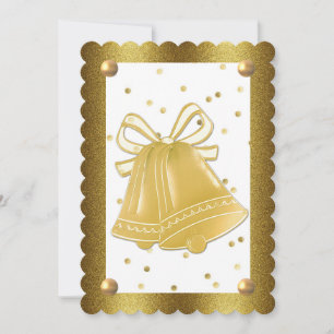 Invitation Mariage Or Cloches Scalloped Élégant