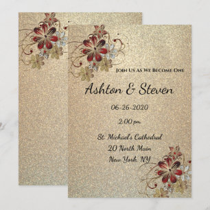 Invitation Mariage Or et Paillettes