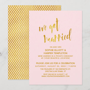 Invitation Mariage Or et Rose Typographie Célébration