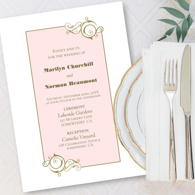 Invitation Mariage or rose (Créateur téléchargé)