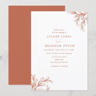 Invitation Mariage orange d'automne moderne brûlé