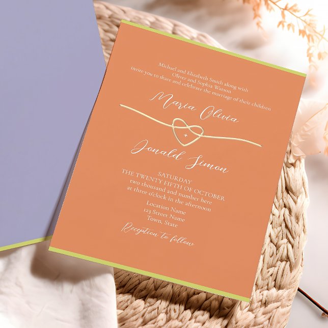Invitation Mariage orange pastel violet (Créateur téléchargé)