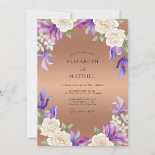 Invitation Mariage Orchidée Lavande Cuivre