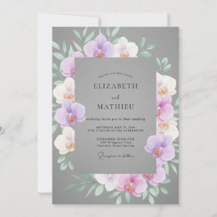 Invitation Mariage Orchidée Lavande Grise