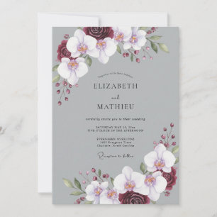 Invitation Mariage Orchidée Marron Gris