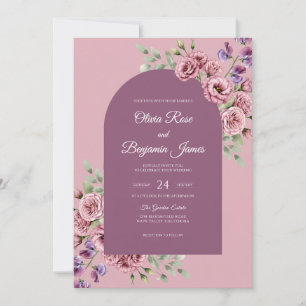Invitation Mariage Orchidée Rose Plum