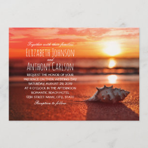 Invitation Mariage orienté de plage de coucher du soleil de