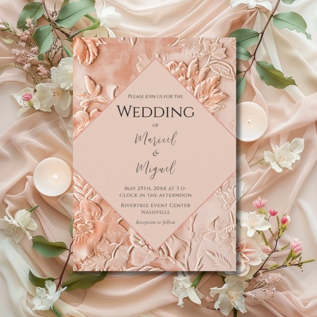 Invitation Mariage Orné de Fleurs de Pêche (Créateur téléchargé)