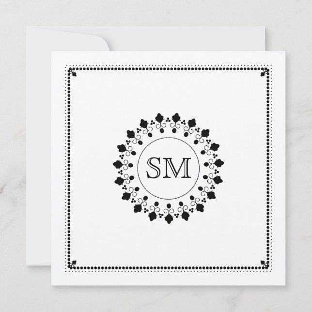 Invitation mariage orné d'un monogramme d'argent de l'Islam i (Devant)