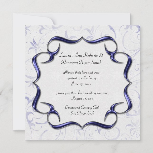 Invitation Mariage Orné Violet Clair Et Argent (Devant)