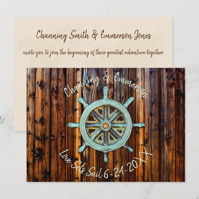 Invitation Mariage ou Fiançailles nautique rustique (Devant / Derrière)