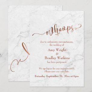 Invitation Mariage "Oups !" Reposté en cuivre de marbre Mettr