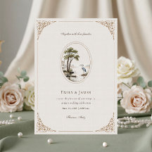 Mariage ovale cadre Héron français romantique