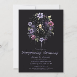 Invitation Mariage païen à la main avec araignée florale viol
