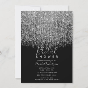 Invitation Mariage Pailleté Argent et Noir Étincelant