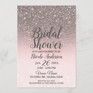 Invitation Mariage Paillettes Argent et Rose Blush