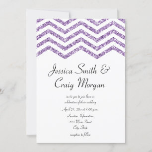 Invitation Mariage Paillettes Chevron Fausse Améthyste Glamou
