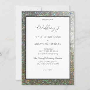 Invitation Mariage Paillettes d'Argent