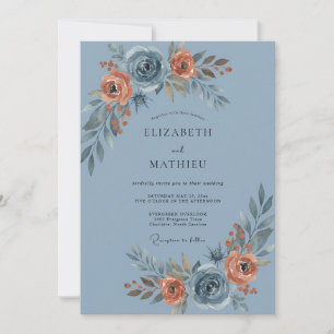 Invitation Mariage Painter de Rose Bleue Terne