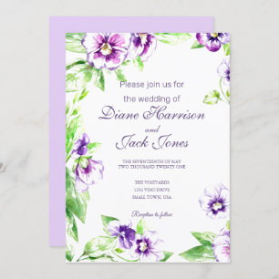 Invitation Mariage Pansies aquarelles