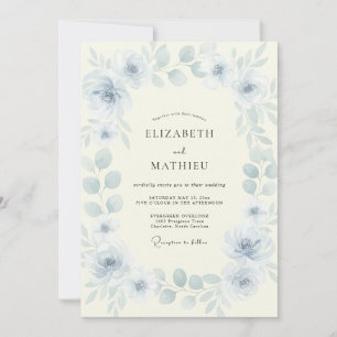 Invitation Mariage Paon Azur Poudré