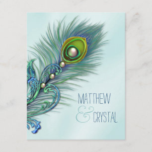 Invitation Mariage Paon Bleu Turquoise