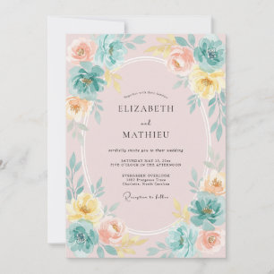 Invitation Mariage Paon Blush Lemon
