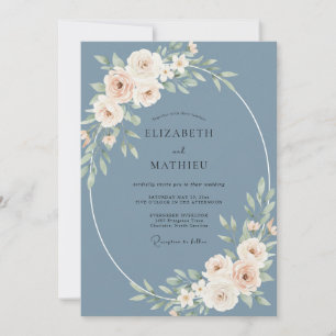 Invitation Mariage Paon Champagne Ardoise