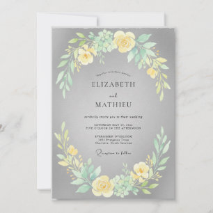 Invitation Mariage Paon Jaune Gris