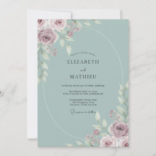Invitation Mariage Paon Mauve Céleste