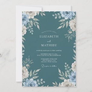 Invitation Mariage Paon Slate