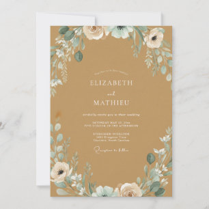 Invitation Mariage Paonée au Tan Doré