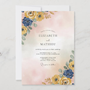 Invitation Mariage Paonée d'Acier Doré