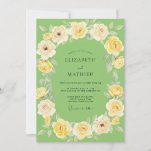Invitation Mariage Paonies Lime Jaune