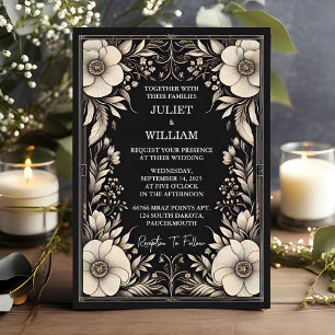 Invitation Mariage papier en tissu satiné tactile en velours