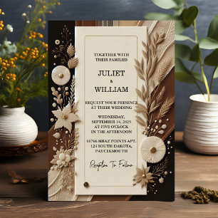 Invitation Mariage papier en tissu satiné Velvet dentelle