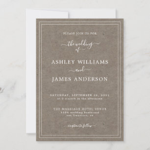 Invitation Mariage papier rustique chic Kraft