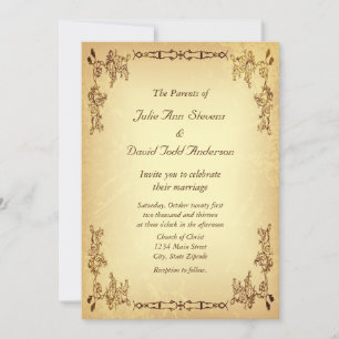 Invitation Mariage papier vieilli Vintage rétro