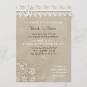 Invitation Mariage papillon de dentelle florale