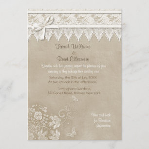 Invitation Mariage papillon de dentelle florale