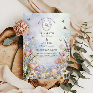 Invitation Mariage papillon Fleur sauvage Spring Meadow