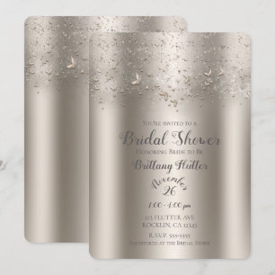 Invitation Mariage Papillon Paillettes Champagne : Shower de
