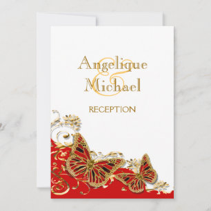 Invitation Mariage papillon rouge blanc