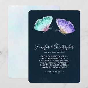 Invitation Mariage Papillons Aquarelle Couleurs Douces