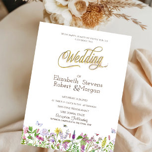 Invitation Mariage Papillons Fleurs Sauvages Aquarelle