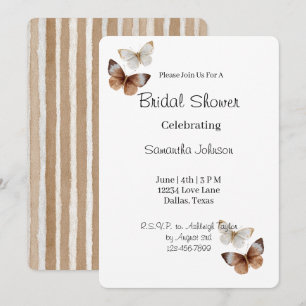 Invitation Mariage Papillons Marron Blanc