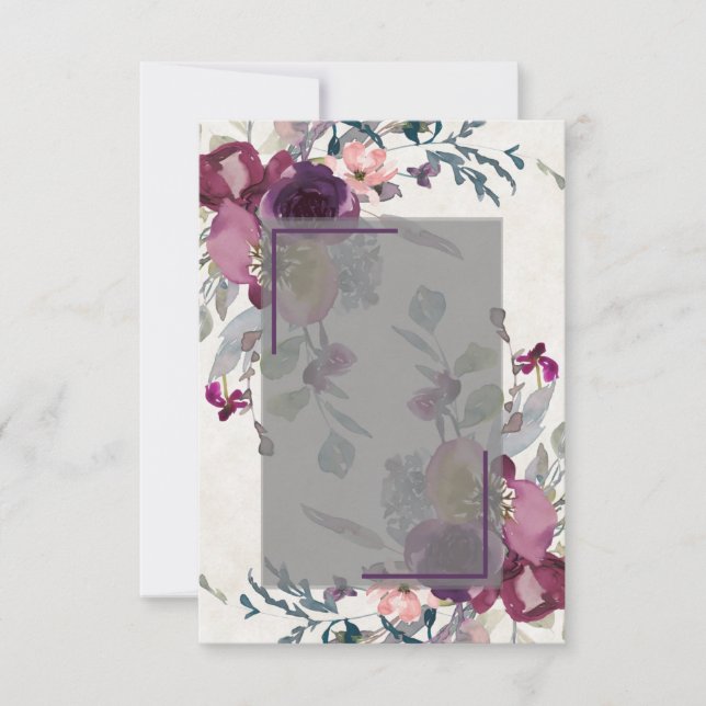 Invitation Mariage pas cher floral rose et bordeaux   (Devant)